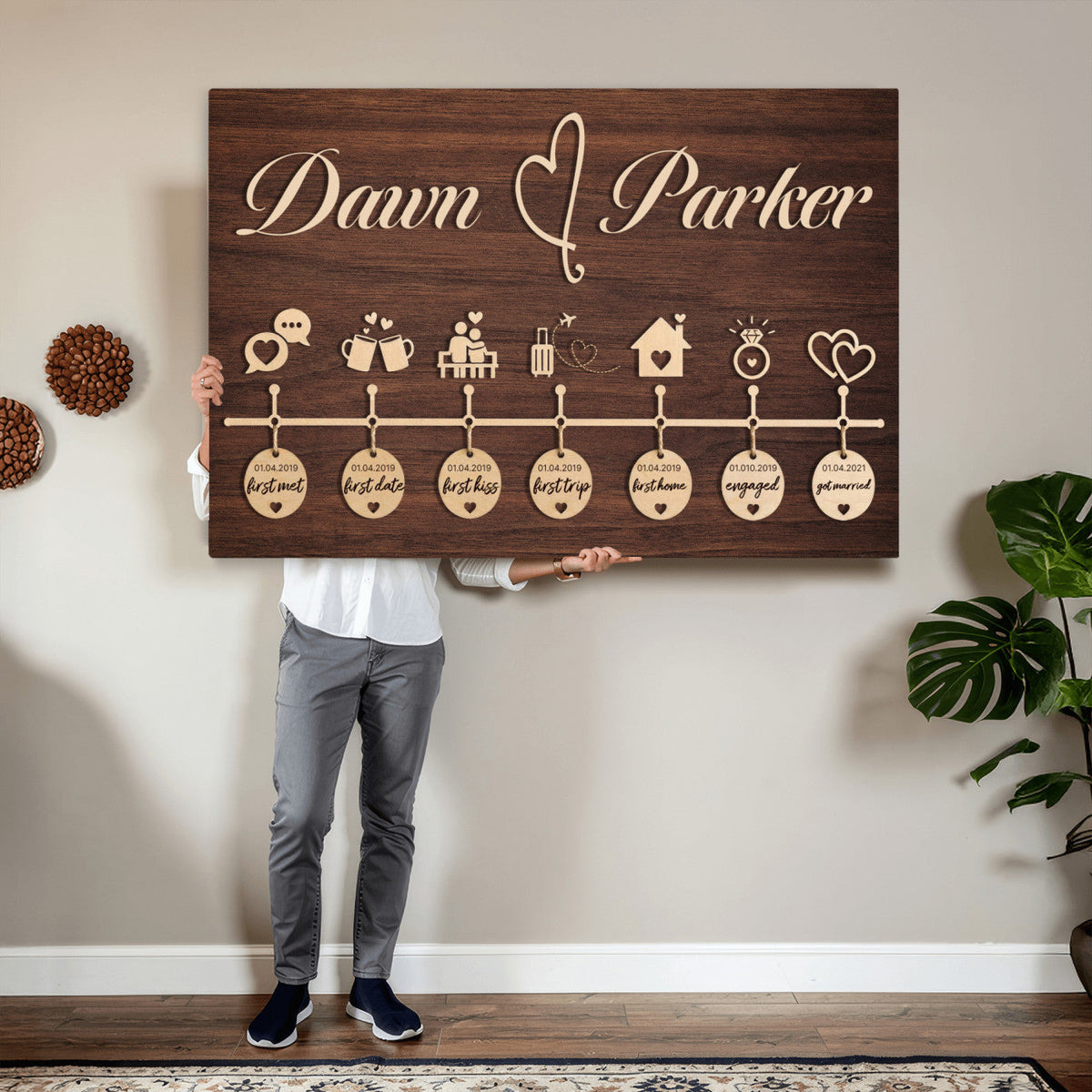 17885538-MGV-CV-36X24 - Wedding Guest Book Alternative Wall Art Canvas Print, Personalized Wedding Signature Poster, Custom Couple Photo Guestbook Canvas
