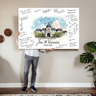 38232057-MGV-CV-36X24 - Wedding Guest Book Alternative Wall Art Canvas Print, Personalized Couple Photo Guestbook Wedding Signature Poster, Custom Couple Photo Guestbook Canvas