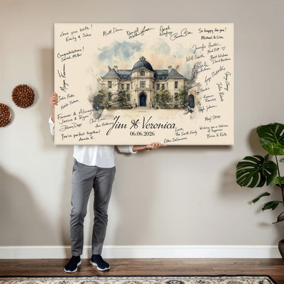17002059-MGV-CV-36X24 - Wedding Guest Book Alternative Wall Art Canvas Print, Personalized Couple Photo Guestbook