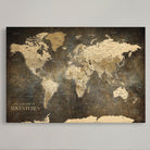 40183091-MGV-CV-36X24-Custom Framed World Map Canvas Print – Personalized Push Pin Travel Tracker Gift for Couples, Weddings, or Anniversary Celebrations