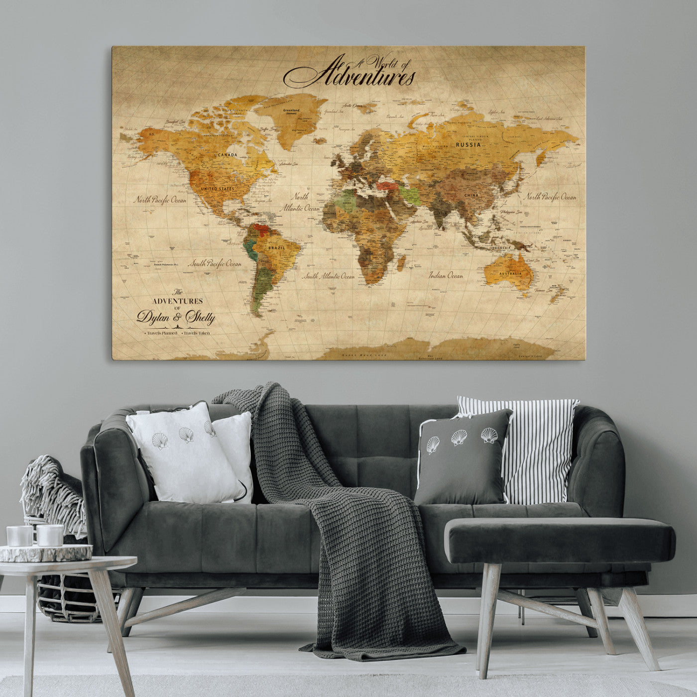 36249537-MGV-CV-36X24-Calm Earthy Aesthetic Wall Art Canvas Print, Arid Terrain Decor Print, Framed Joshua Tree Art Print, Large Monochrome Desert Scene Printing,