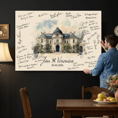17002059-MGV-CV-36X24 - Wedding Guest Book Alternative Wall Art Canvas Print, Personalized Couple Photo Guestbook