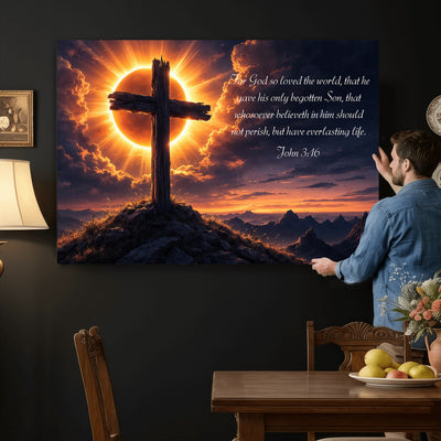 Custom Bible Verse Cross Canvas, Personalized Christian Wall Art