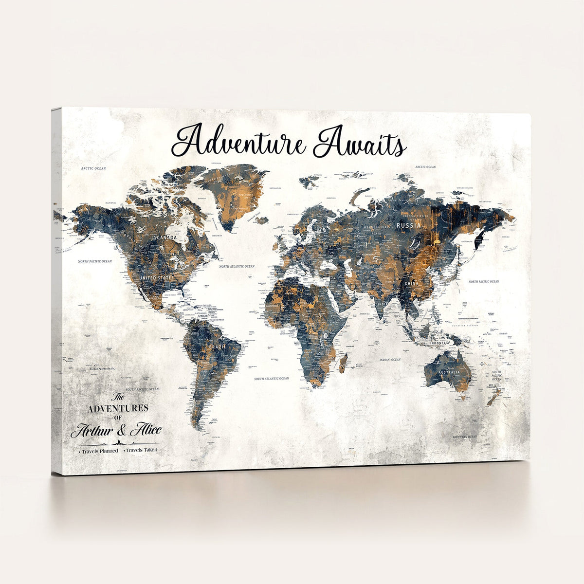 26041262-MGV-CV-36X24 - Custom Push Pin World Map Wall Art Canvas Print | Personalized Travel Tracker with Pins Framed Large Print - NEWMAP-6
