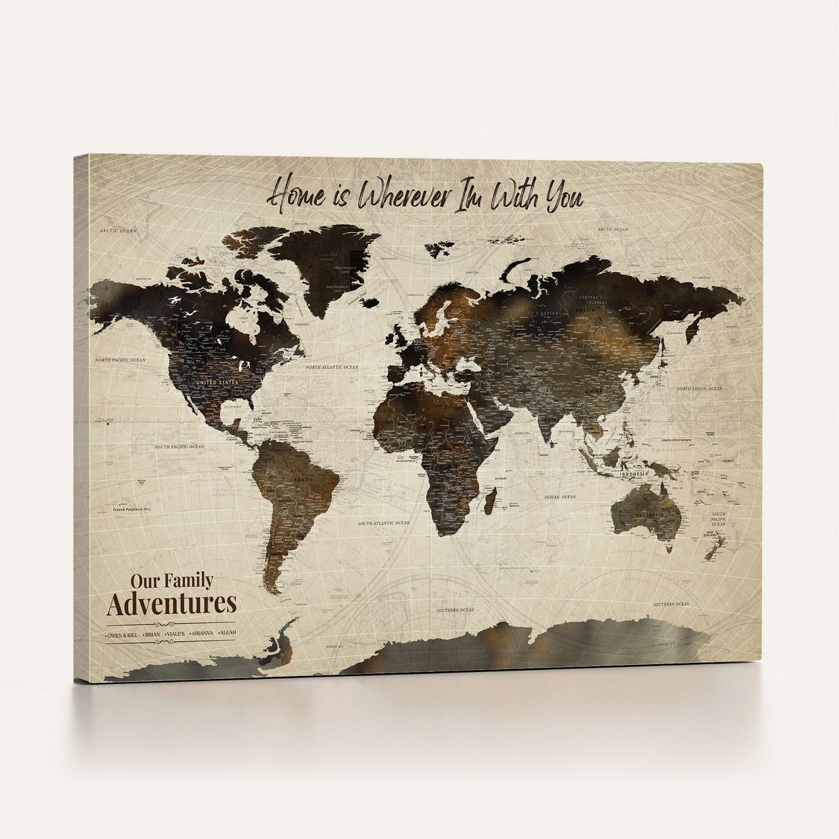 26357755-MGV-CV-36X24 - Custom Push Pin World Map Wall Art Canvas Print | Personalized Travel Tracker with Pins Framed Large for Home and Office Decor