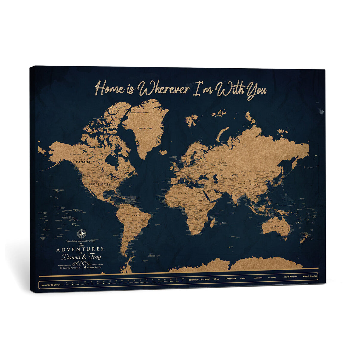 45598170-MGV-CV-36X24 - Custom Push Pin World Map Canvas Print | Personalized Travel Map Wall Art