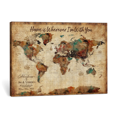 48389322-MGV-CV-36X24 - Custom Push Pin World Map Canvas Print | Personalized Travel Map Wall Art