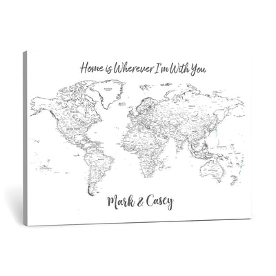 84721465-MGV-CV-36X24 - Custom Push Pin World Map Canvas Print | Personalized Travel Map Wall Art
