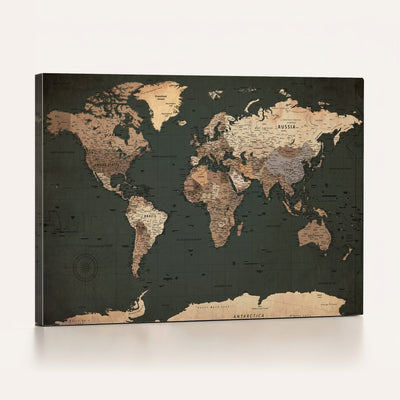 42327656-MGV-CV-36X24 - Extra Large Framed Personalize Push Pin World Map Wall Art Canvas Print for Travel Tracking - NEWMAP-116