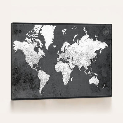 78574966-MGV-CV-36X24 - Extra Large Framed Personalize Push Pin World Map Wall Art Canvas Print for Travel Tracking - NEWMAP-128