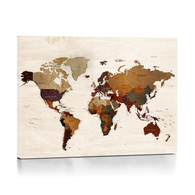 35728547D-MGV-CV-36X24 - Custom Push Pin World Map Wall Art Canvas Print – Personalized Travel Tracker with Pins Framed Large for Home and Office Decor