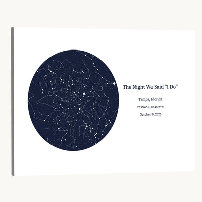 CSTM914STR-MGV-CV-36X24 - Custom Star Map Canvas Print – Personalized Night Sky Wall Art by Date and Location