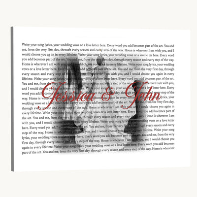 CSTM914LIRIK-MGV-CV-36X24 - Song Lyrics over Photo Canvas Print – Personalized Wedding Song and Photo Wall Art