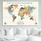 40183091-MGV-CV-36X24-Custom Framed World Map Canvas Print – Personalized Push Pin Travel Tracker Gift for Couples, Weddings, or Anniversary Celebrations