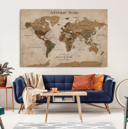 26070282-MGV-CV-36X24-Personalized World Map Wall Art Canvas Print - Customizable Wall Art Map Print