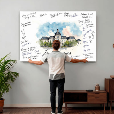 38232057-MGV-CV-36X24 - Wedding Guest Book Alternative Wall Art Canvas Print, Personalized Couple Photo Guestbook Wedding Signature Poster, Custom Couple Photo Guestbook Canvas
