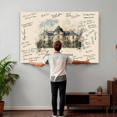 17002059-MGV-CV-36X24 - Wedding Guest Book Alternative Wall Art Canvas Print, Personalized Couple Photo Guestbook