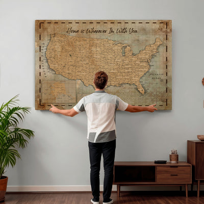 87620242-MGV-CV-36X24 - Personalized USA Push Pin Travel Map Wall Art Canvas Print | Custom United States Map | Push Pin Map - USA Bucket List Map