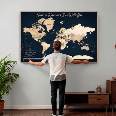 29990805-MGV-CV-36X24 - Custom Push Pin World Map Canvas Print | Personalized Travel Map Wall Art