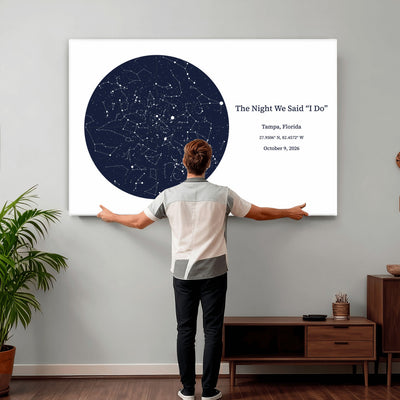 CSTM914STR-MGV-CV-36X24 - Custom Star Map Canvas Print – Personalized Night Sky Wall Art by Date and Location