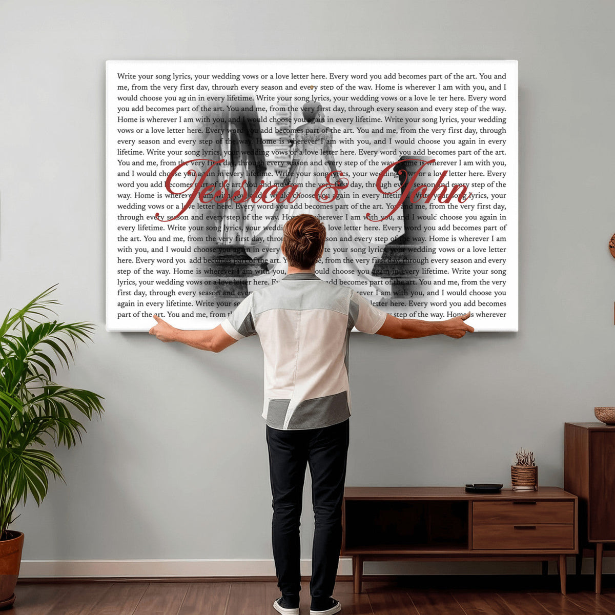 CSTM914LIRIK-MGV-CV-36X24 - Song Lyrics over Photo Canvas Print – Personalized Wedding Song and Photo Wall Art