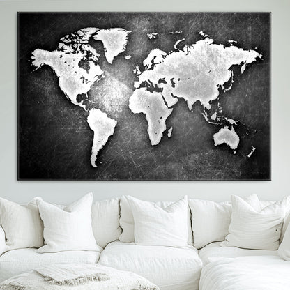 34390-MGV-CV-36X24-World Map Wall Art Canvas Print – Framed Wall Art for Anniversary Gift or Home Adventure Decor