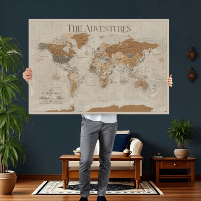 57738274-MGV-CV-36X24 - Custom Push Pin World Map Wall Art Canvas Print | Personalized Travel Tracker - NEWMAP-10