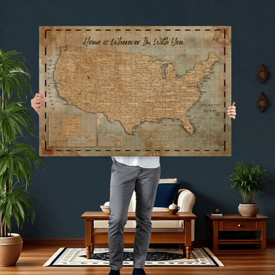 87620242-MGV-CV-36X24 - Personalized USA Push Pin Travel Map Wall Art Canvas Print | Custom United States Map | Push Pin Map - USA Bucket List Map