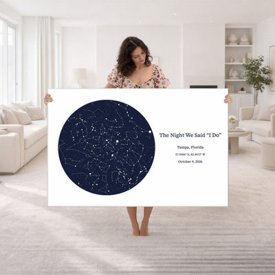 CSTM914STR-MGV-CV-36X24 - Custom Star Map Canvas Print – Personalized Night Sky Wall Art by Date and Location