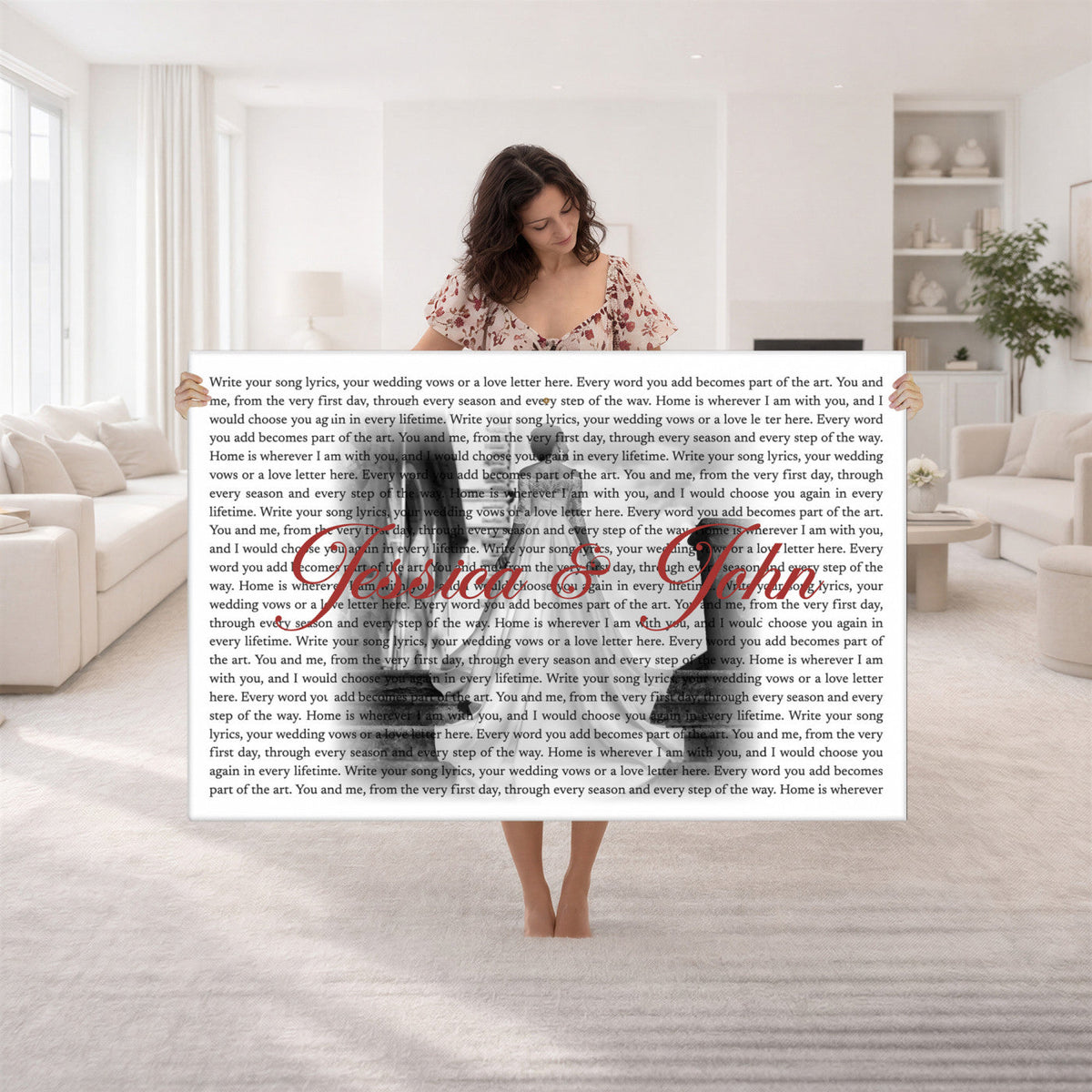 CSTM914LIRIK-MGV-CV-36X24 - Song Lyrics over Photo Canvas Print – Personalized Wedding Song and Photo Wall Art