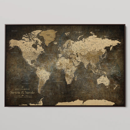 36424712-MGV-CV-36X24-Custom Push Pin World Map Print – Personalized Canvas Wall Art for Travel Memories, Framed Gift for Couples, Anniversaries, or Weddings