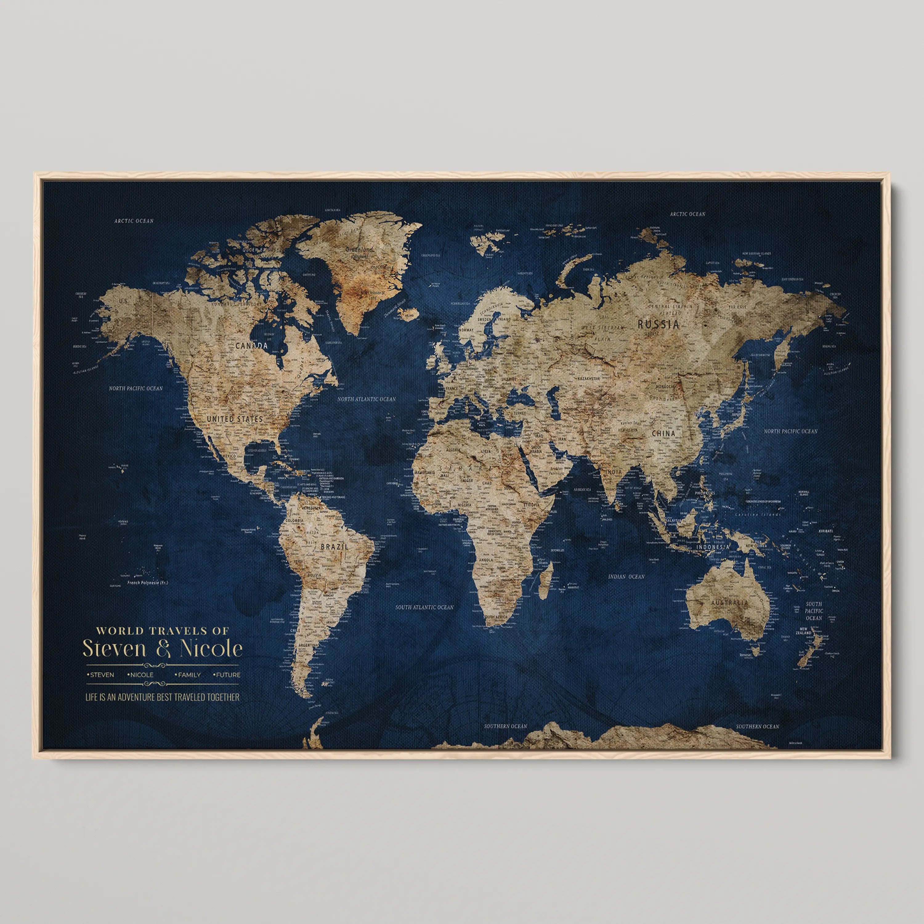 45566494-MGV-CV-36X24-Framed Personalized World Map Canvas Custom Push Pin Travel Tracker Gift