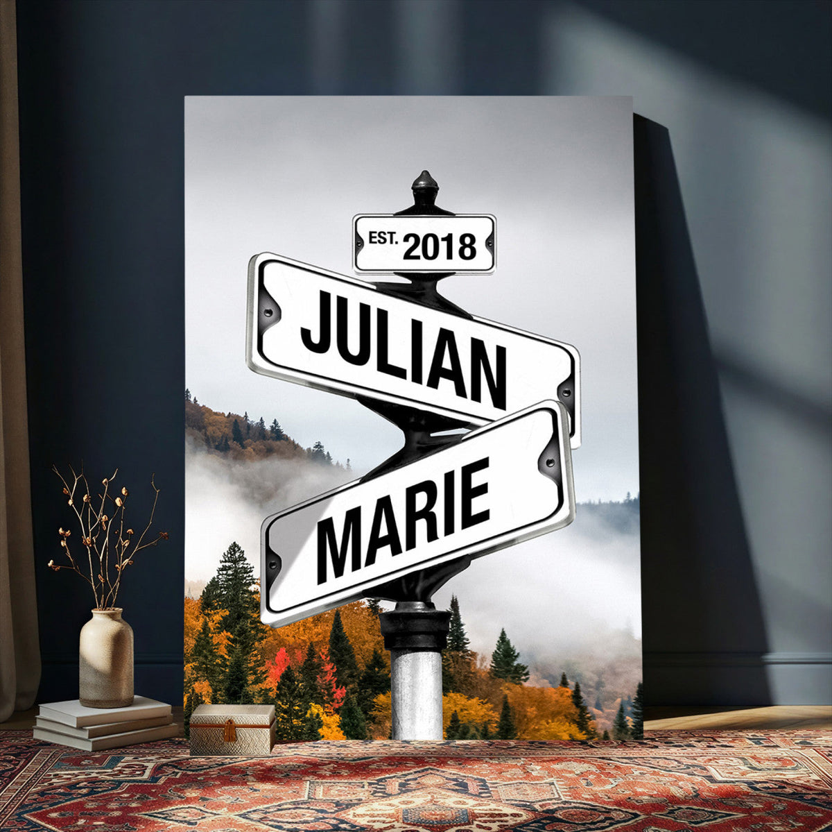 21375959-_Poster-30x20 - Personalized Street Sign Canvas Wall Art, Custom Family Names Signpost Print