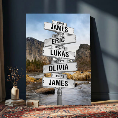96475288-_Poster-30x20 - Personalized Street Sign Canvas Wall Art, Custom Family Names Signpost Print