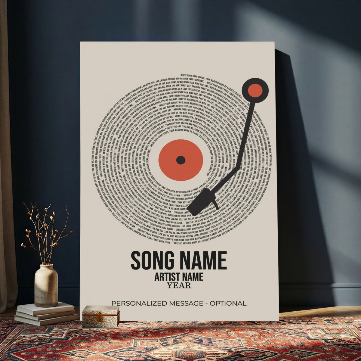 96475288Plak-_Poster-30x20 - Song Lyrics Record Canvas Print – Personalized Vinyl Style Photo Wall Art