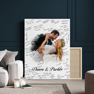 38010783-MGV-CV-24X36 - Wedding Guest Book Alternative Wall Art Canvas Print, Personalized Couple Photo Guestbook