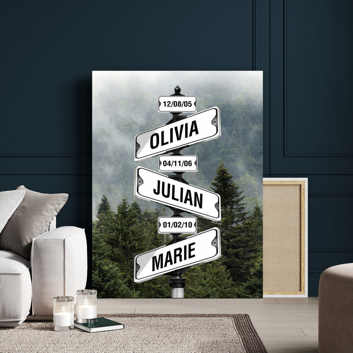 78367502-_Poster-30x20 - Personalized Street Sign Canvas Wall Art, Custom Family Names Signpost Print