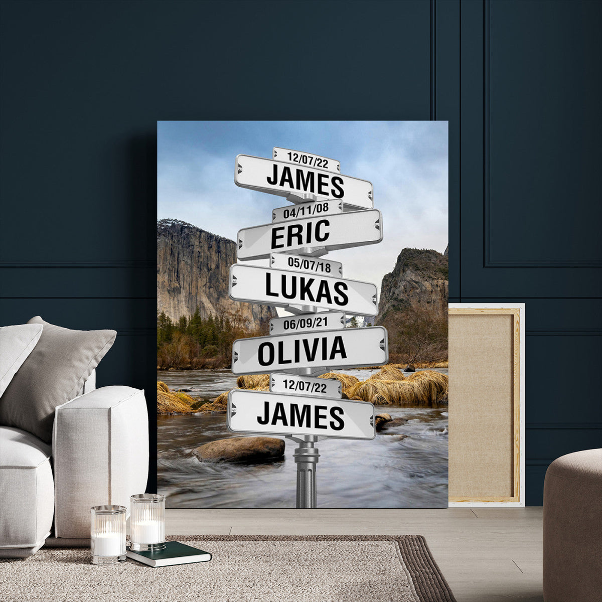 96475288-_Poster-30x20 - Personalized Street Sign Canvas Wall Art, Custom Family Names Signpost Print