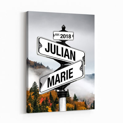 21375959-_Poster-30x20 - Personalized Street Sign Canvas Wall Art, Custom Family Names Signpost Print