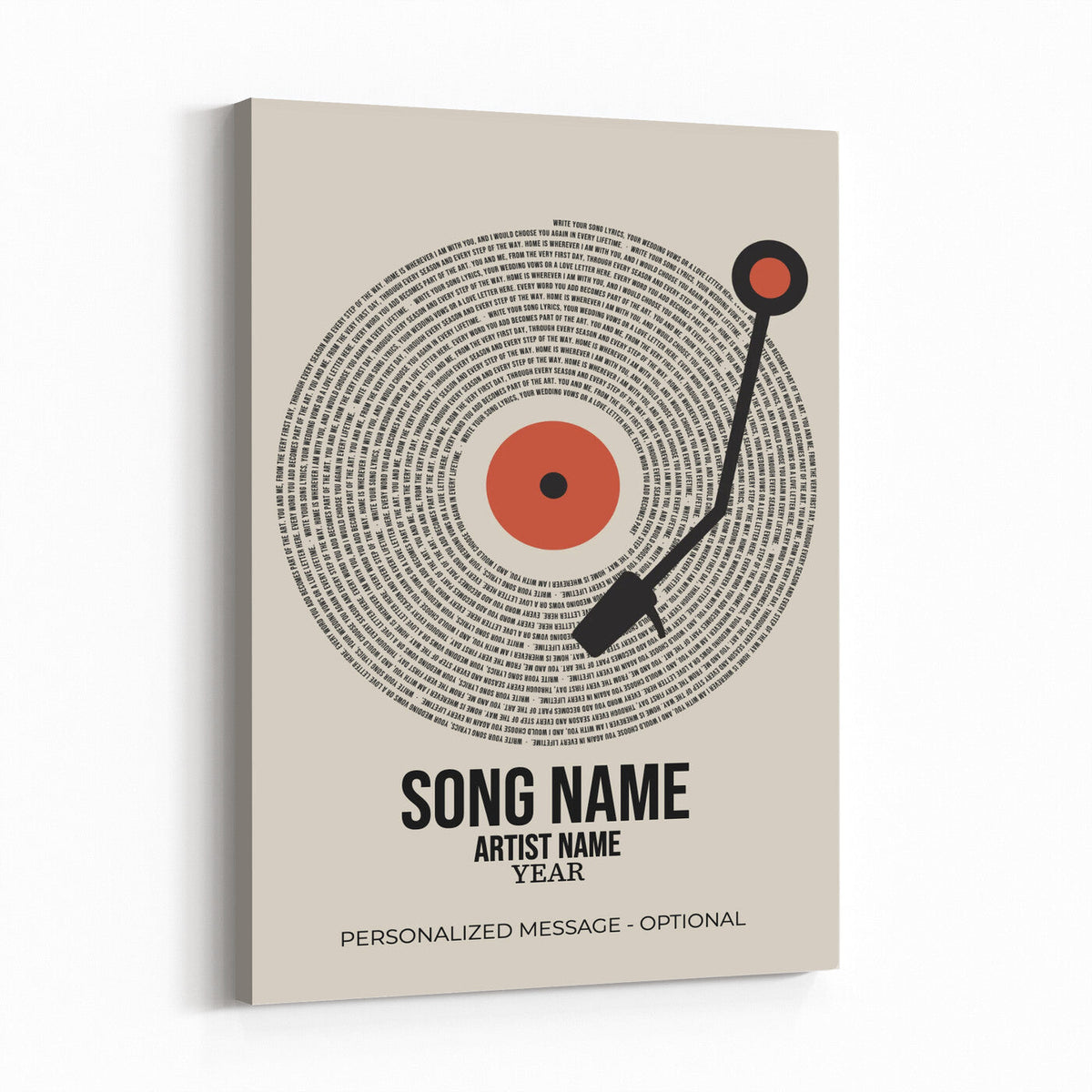 96475288Plak-_Poster-30x20 - Song Lyrics Record Canvas Print – Personalized Vinyl Style Photo Wall Art
