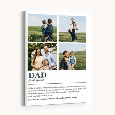 Black and white family photo collage canvas for dad