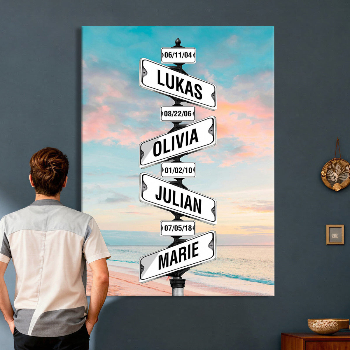 79027171-_Poster-30x20 - Personalized Street Sign Canvas Wall Art, Custom Family Names Signpost Print