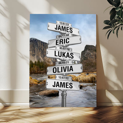 96475288-_Poster-30x20 - Personalized Street Sign Canvas Wall Art, Custom Family Names Signpost Print