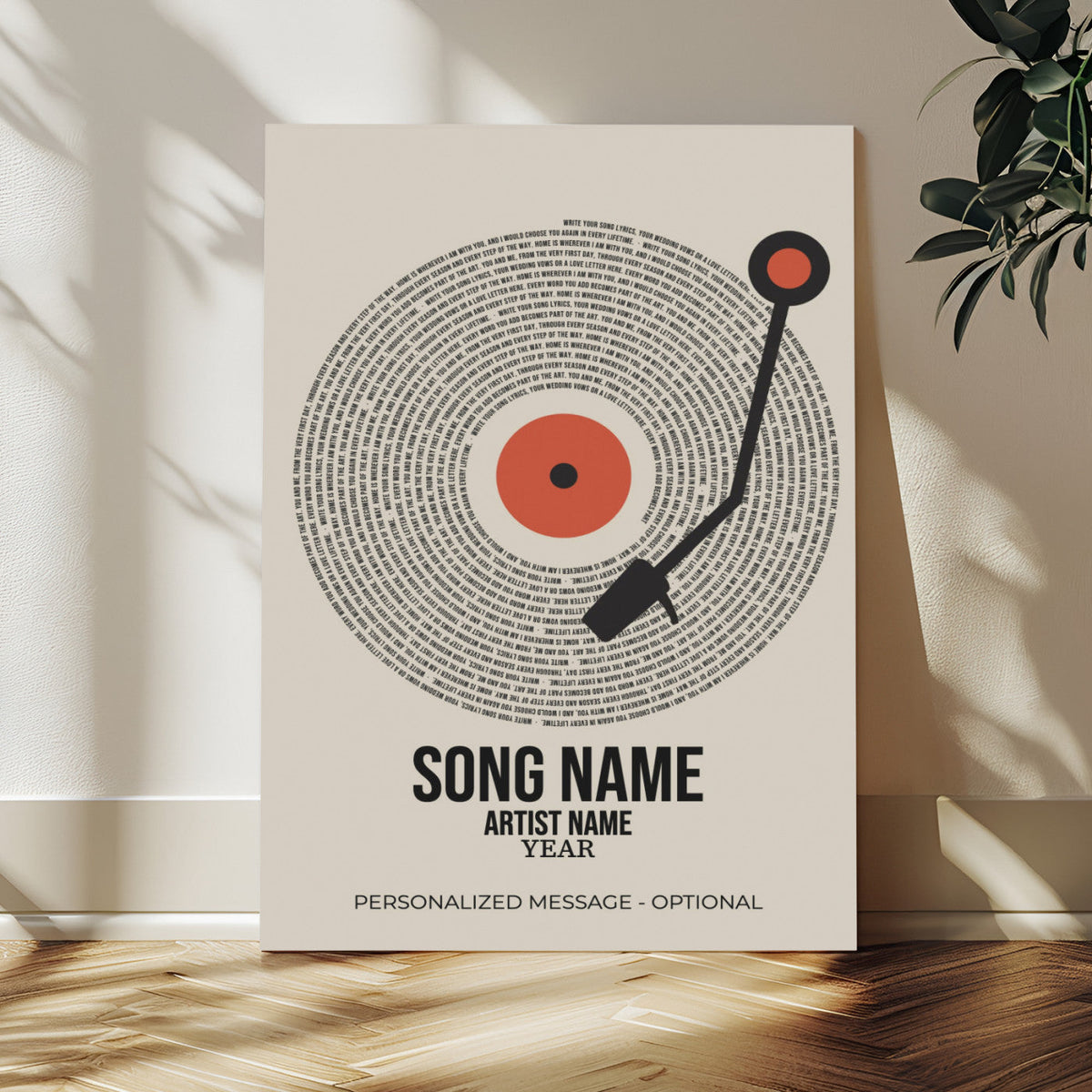96475288Plak-_Poster-30x20 - Song Lyrics Record Canvas Print – Personalized Vinyl Style Photo Wall Art