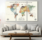 40183091-MGV-CV-48X32-3P-Custom Framed World Map Canvas Print – Personalized Push Pin Travel Tracker Gift for Couples, Weddings, or Anniversary Celebrations