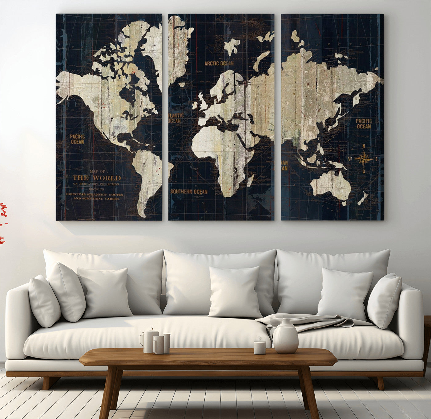 Push Pin World Map Canvas Print – Framed Wall Art for Couples to Track Their Travels – Anniversary Gift or Home Adventure Decor