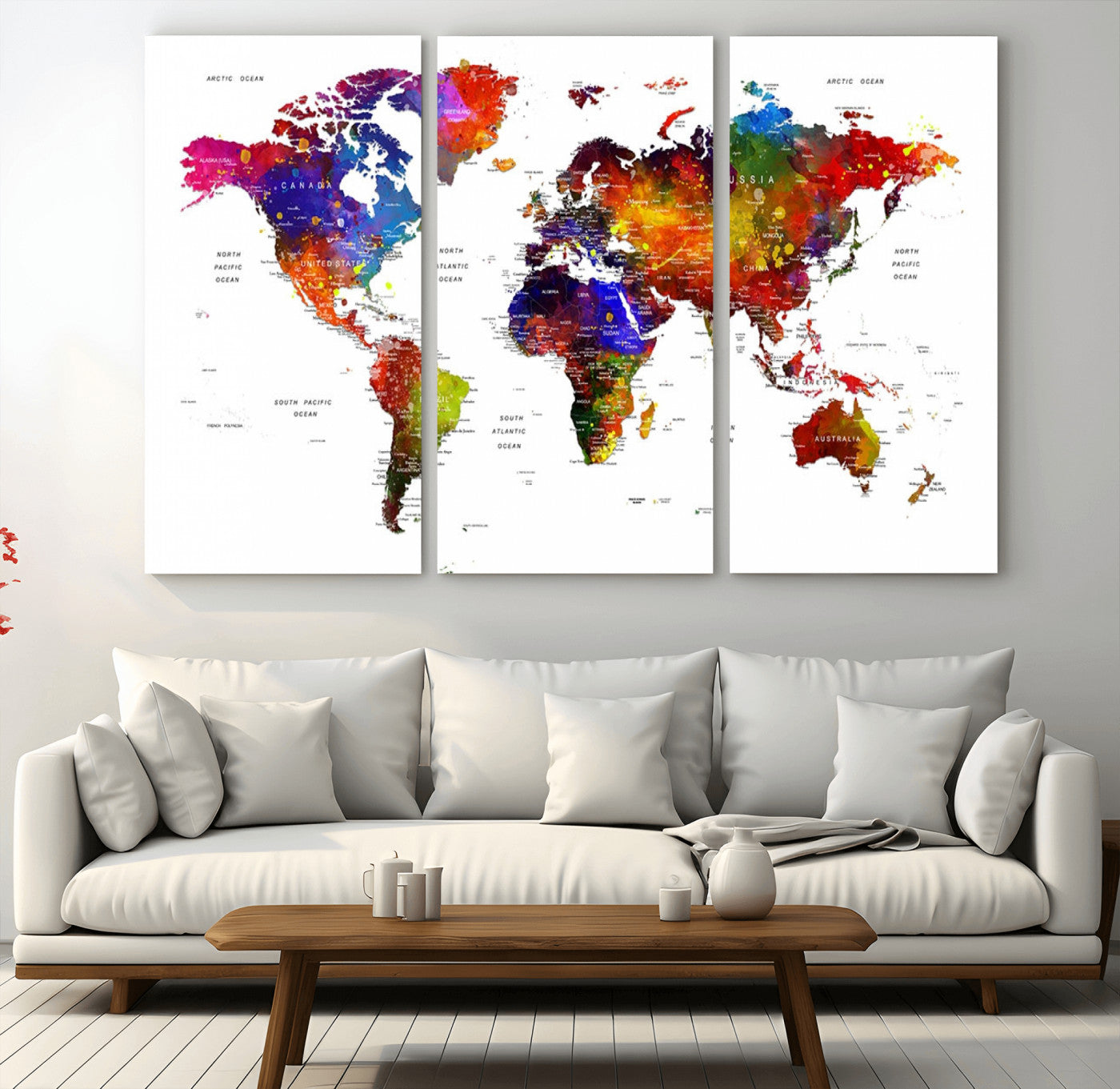 Push Pin World Map Canvas Print – Framed Wall Art for Couples to Track Their Travels – Anniversary Gift or Home Adventure Decor