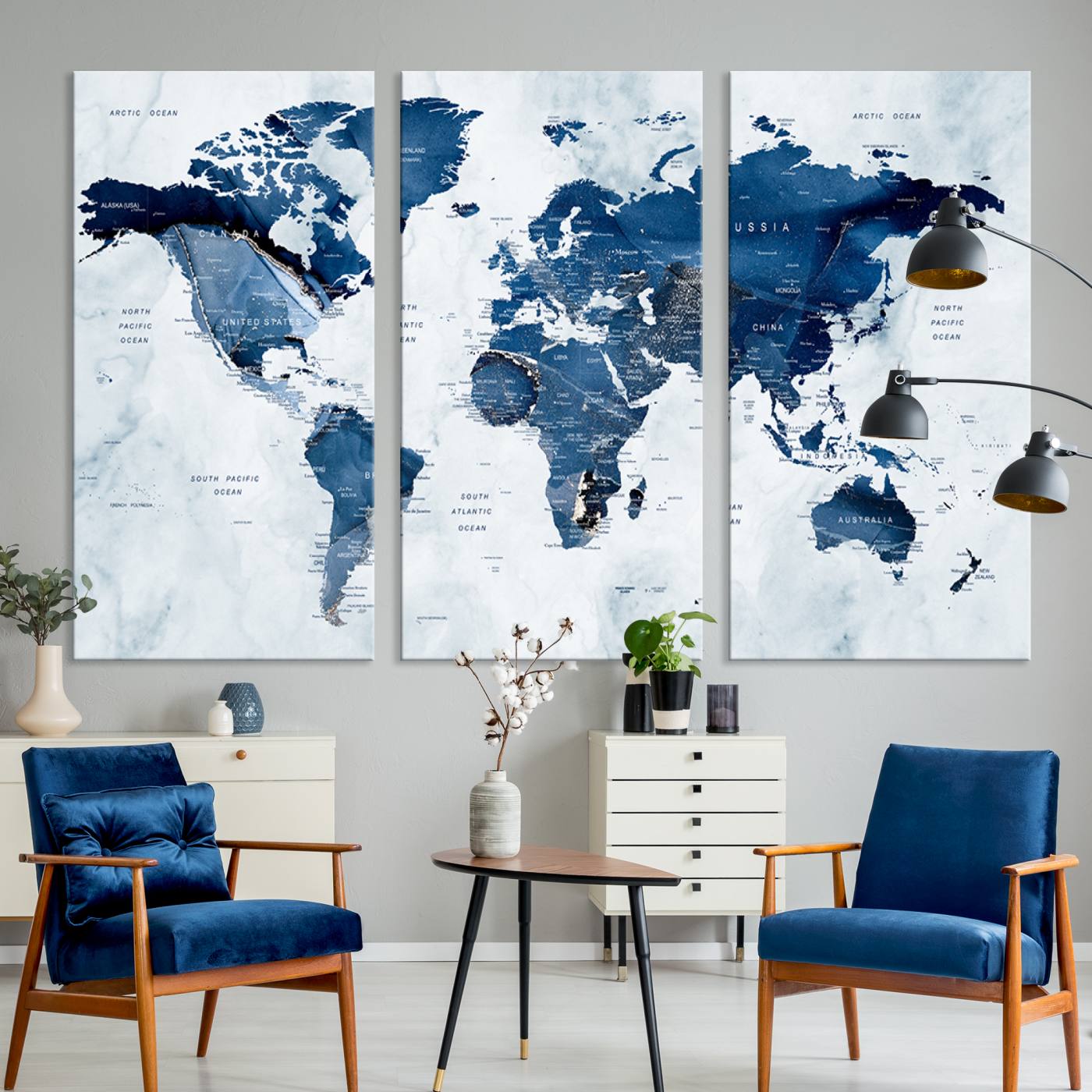 Push Pin World Map Canvas Print – Framed Wall Art for Couples to Track Their Travels – Anniversary Gift or Home Adventure Decor