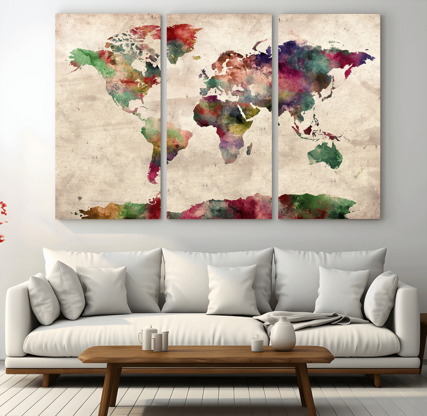 Push Pin World Map Canvas Print – Framed Wall Art for Couples to Track Their Travels – Anniversary Gift or Home Adventure Decor