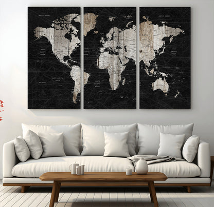 89998-MGV-CV-36X24-Push Pin World Map Canvas Print – Framed Wall Art for Couples to Track Their Travels – Anniversary Gift or Home Adventure Decor